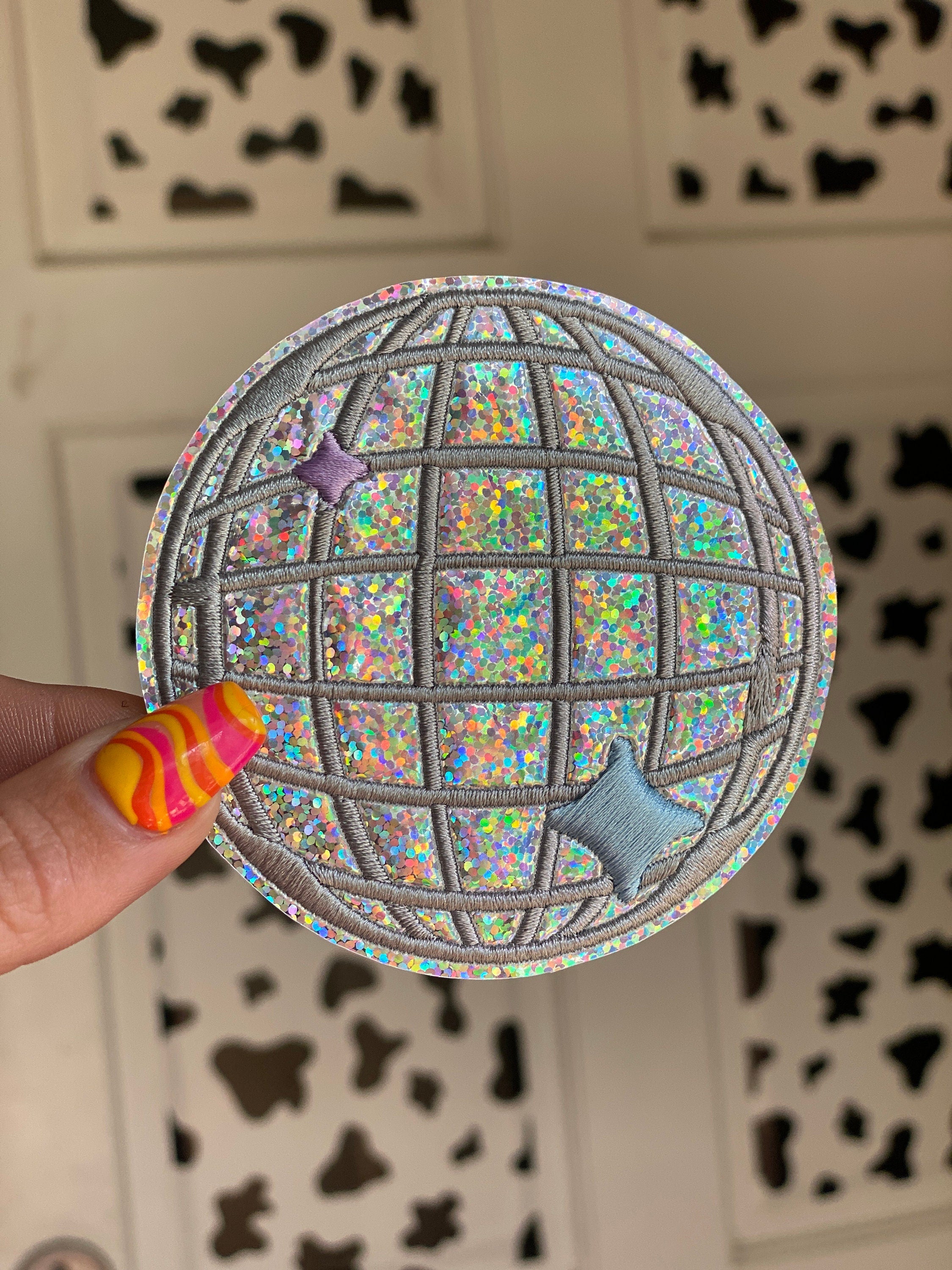 Disco Ball Chunky Glitter Holographic Patch 3.5 inches Cheers to the