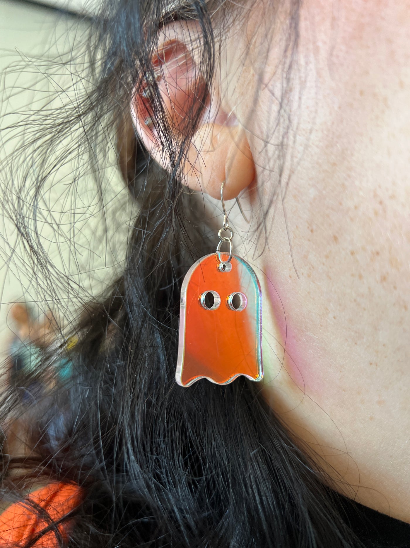 Iridescent Ghost Dangle Earrings (HYPOALLERGENIC)