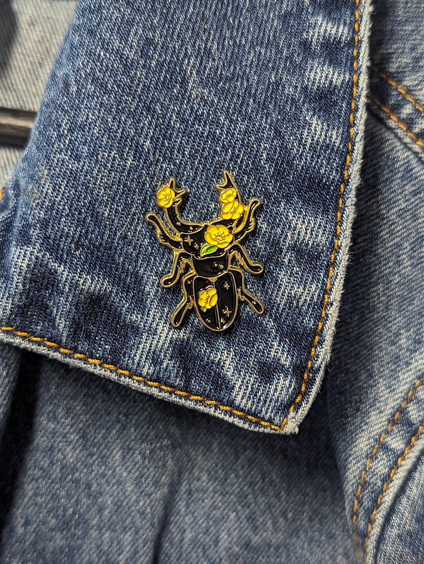 Yellow Flower Beetle Enamel Pin