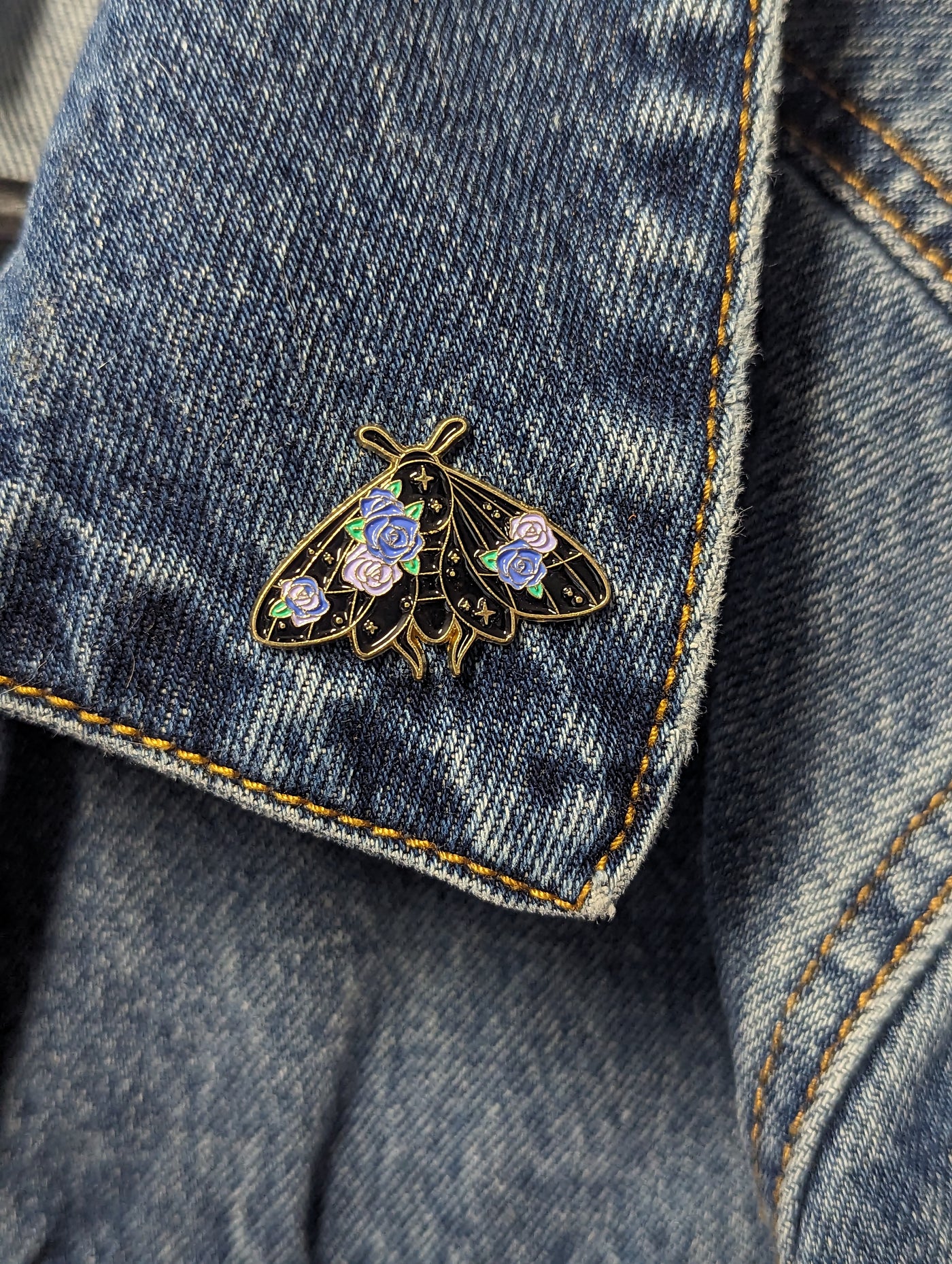 Purple Flower Moth Enamel Pin