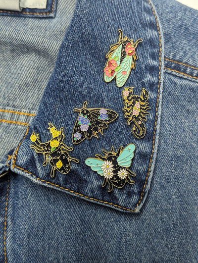 Purple Flower Moth Enamel Pin