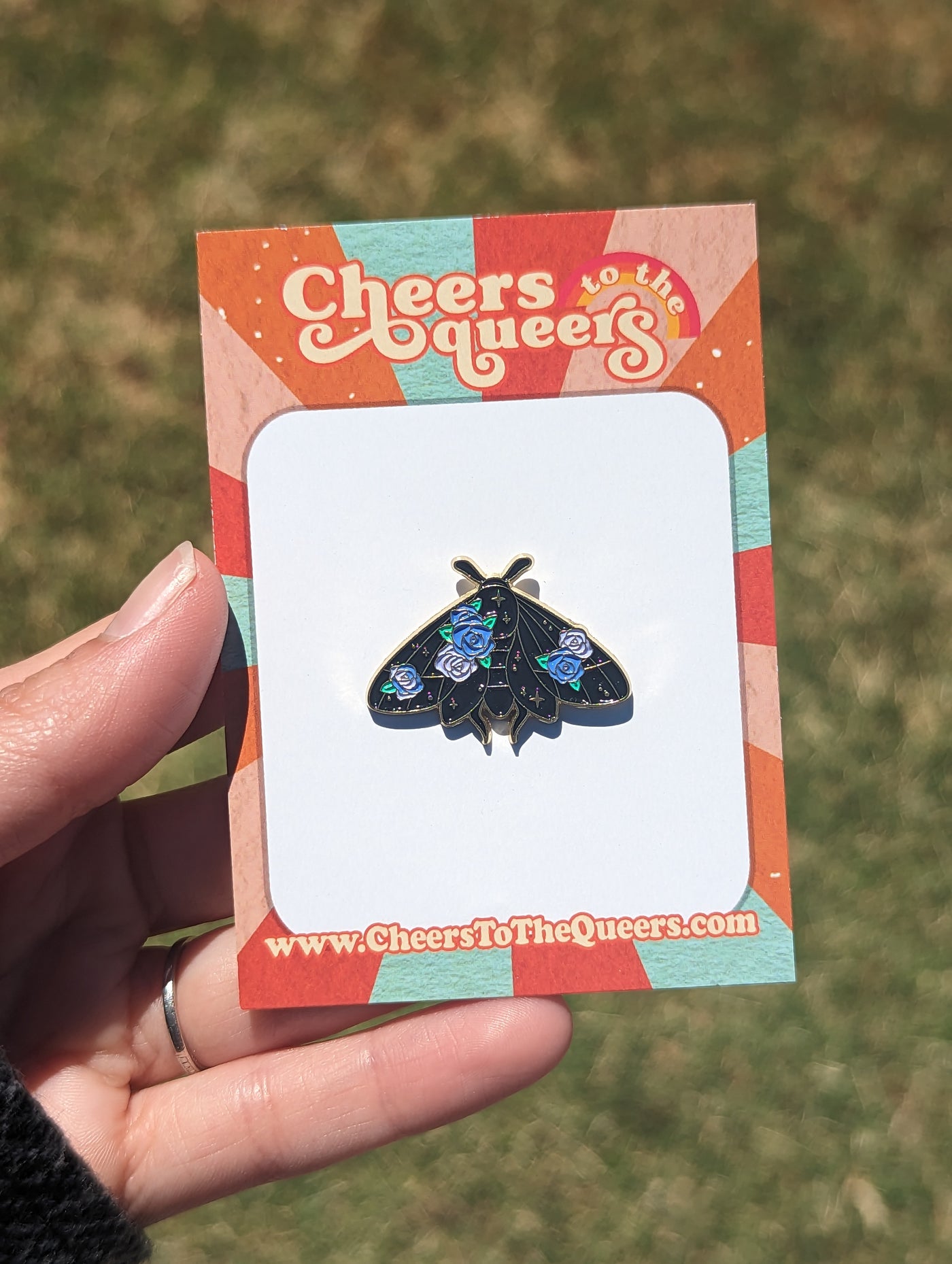 Purple Flower Moth Enamel Pin