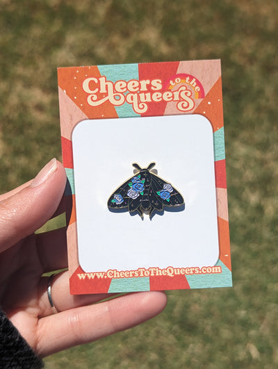 Purple Flower Moth Enamel Pin