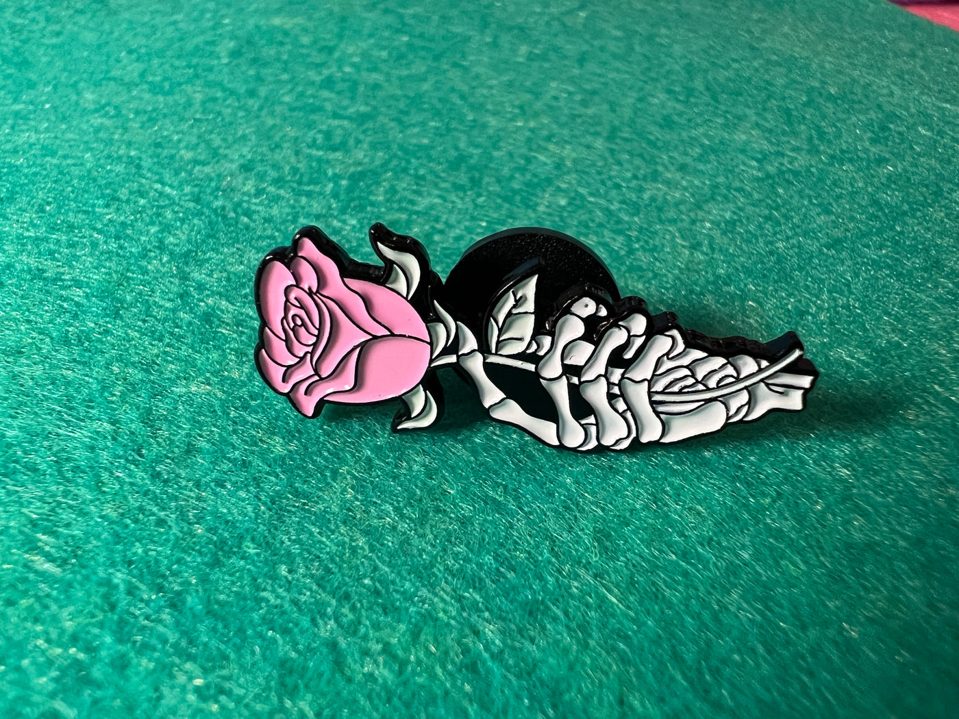 A Rose from my Favorite Skeleton Enamel Pin