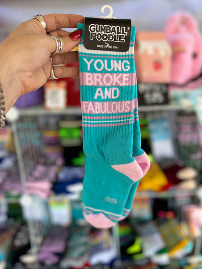Young Broke and Fabulous gym socks