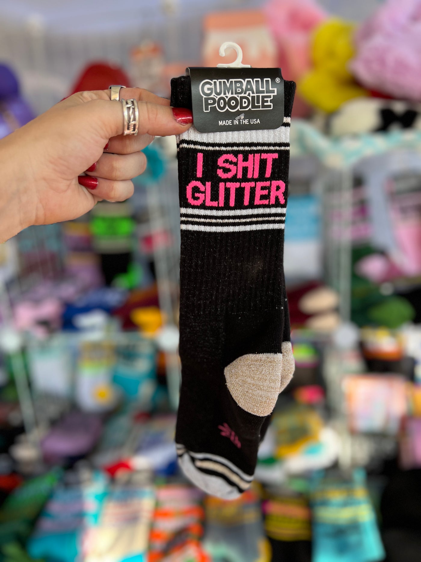 I Shit Glitter gym socks