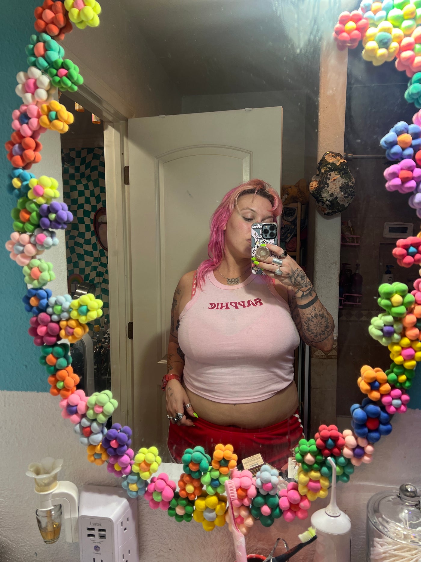 SAPPHIC Shirt pink crop tank top