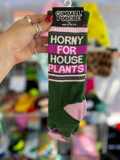 HORNY FOR HOUSE PLANTS Gym Crew Socks