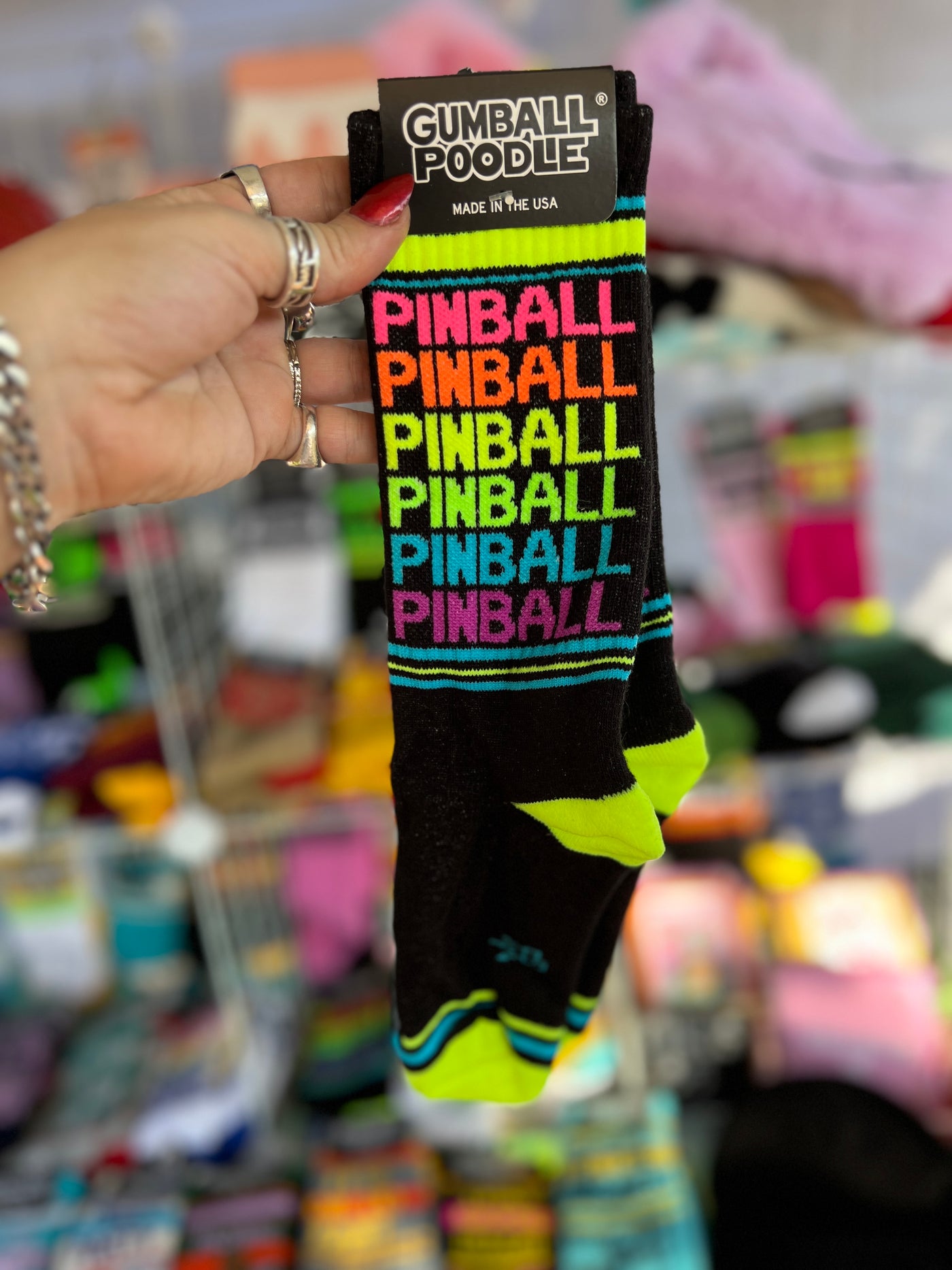 PINBALL - NEON RAINBOW Gym Crew Socks