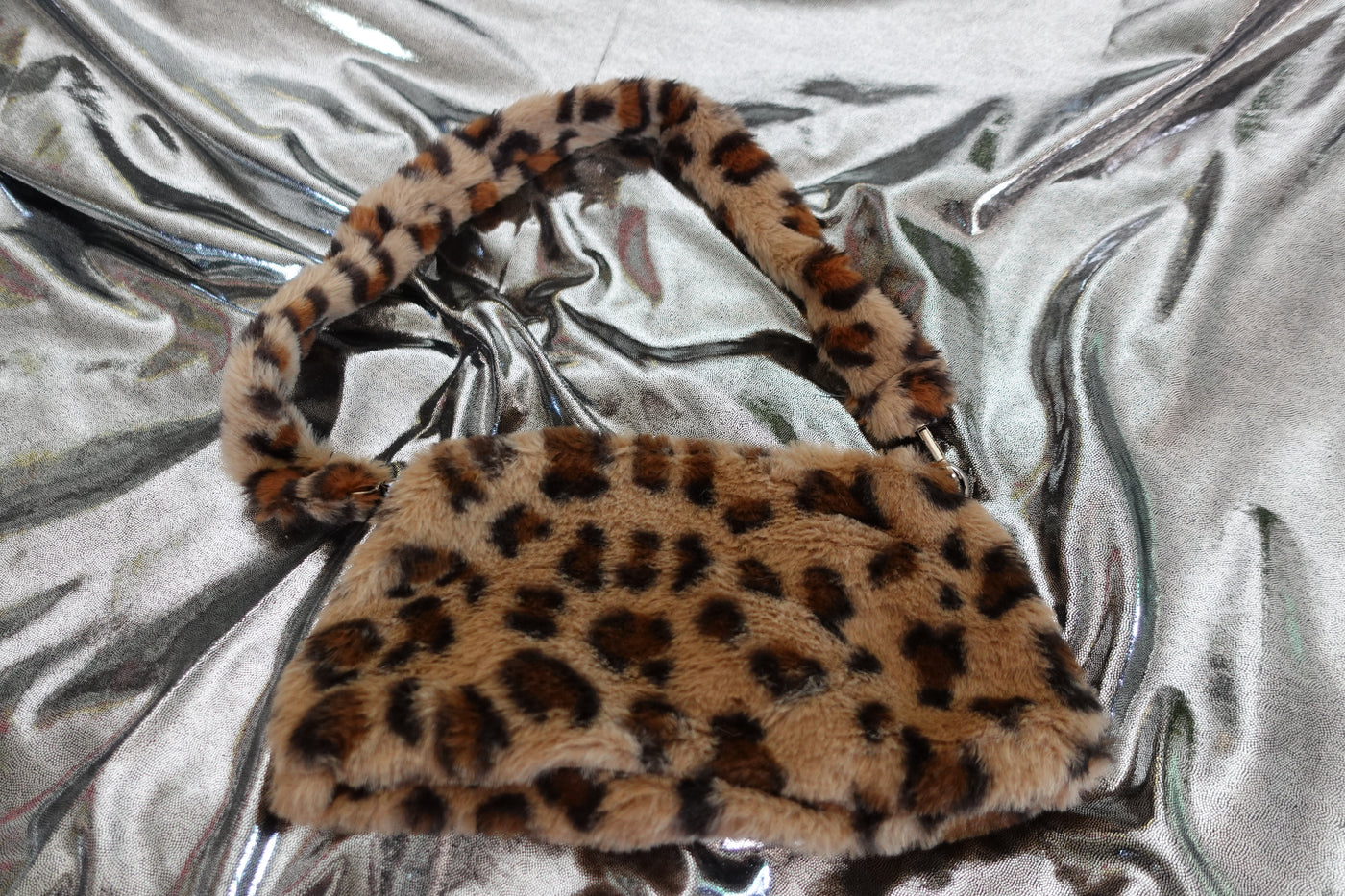 Fuzzy Mini Purse - Leopard Print or Baby blue plaid purse with button