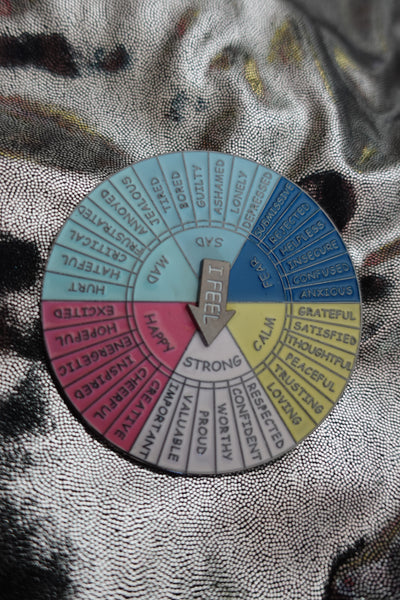 Emotion Wheel with Spinning Arrow Enamel Pin