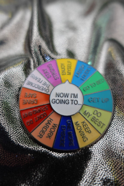 Decision Fatigue Enamel Pin with Spinning Arrow