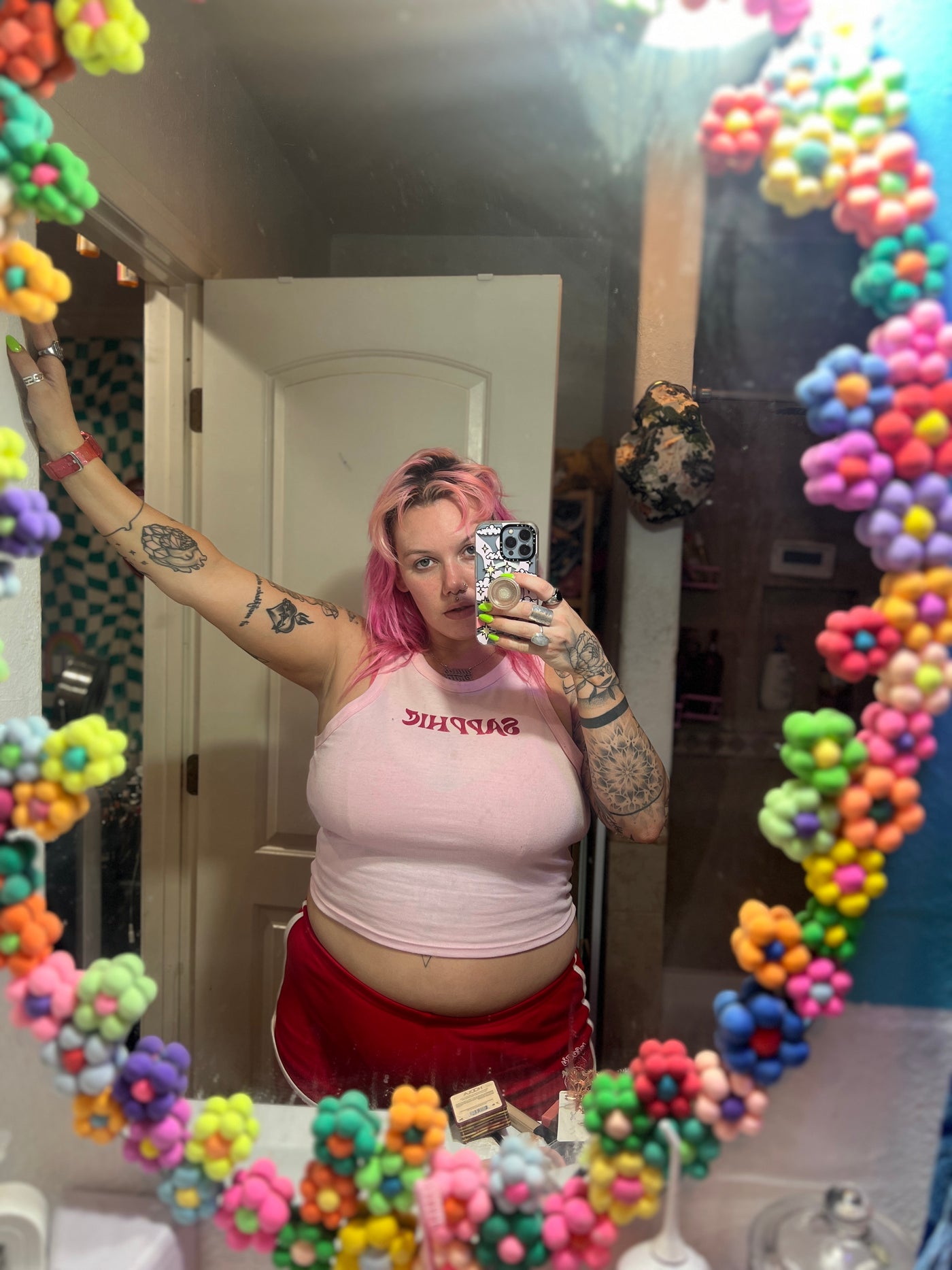 SAPPHIC Shirt pink crop tank top
