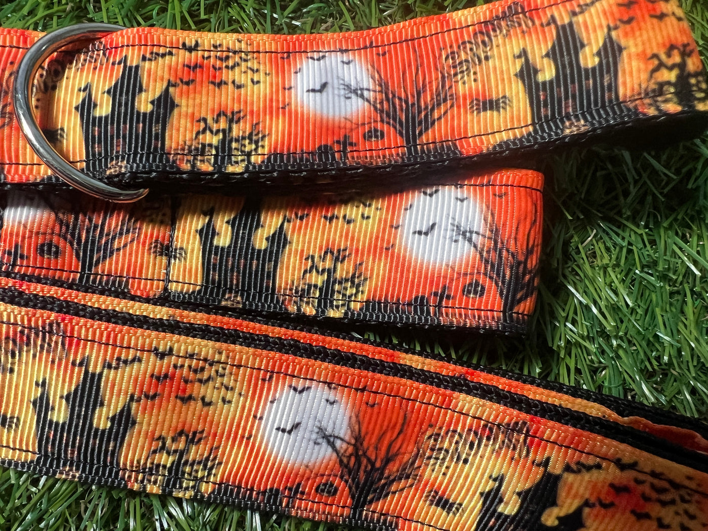 Haunted House Orange and Black Roller Skate Leash with D Rings - Adjustable - Yoga Mat Strap - Skateboard Sling - Artist Sonch Curiosities
