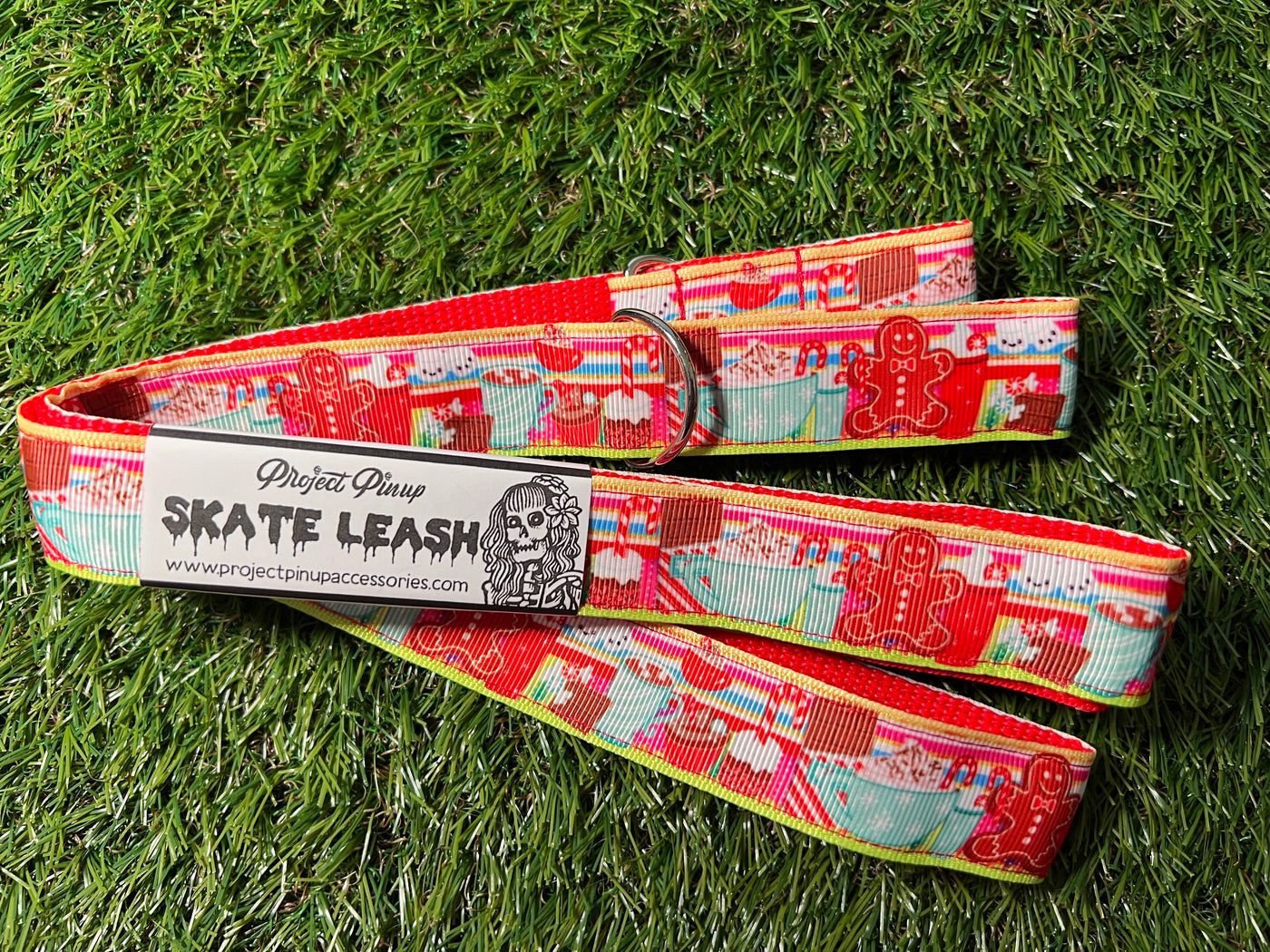 Sweet Christmas Roller Skate Leash with D Rings - Adjustable - Yoga Mat Strap - Skateboard Sling - Artist Sonch Curiosities