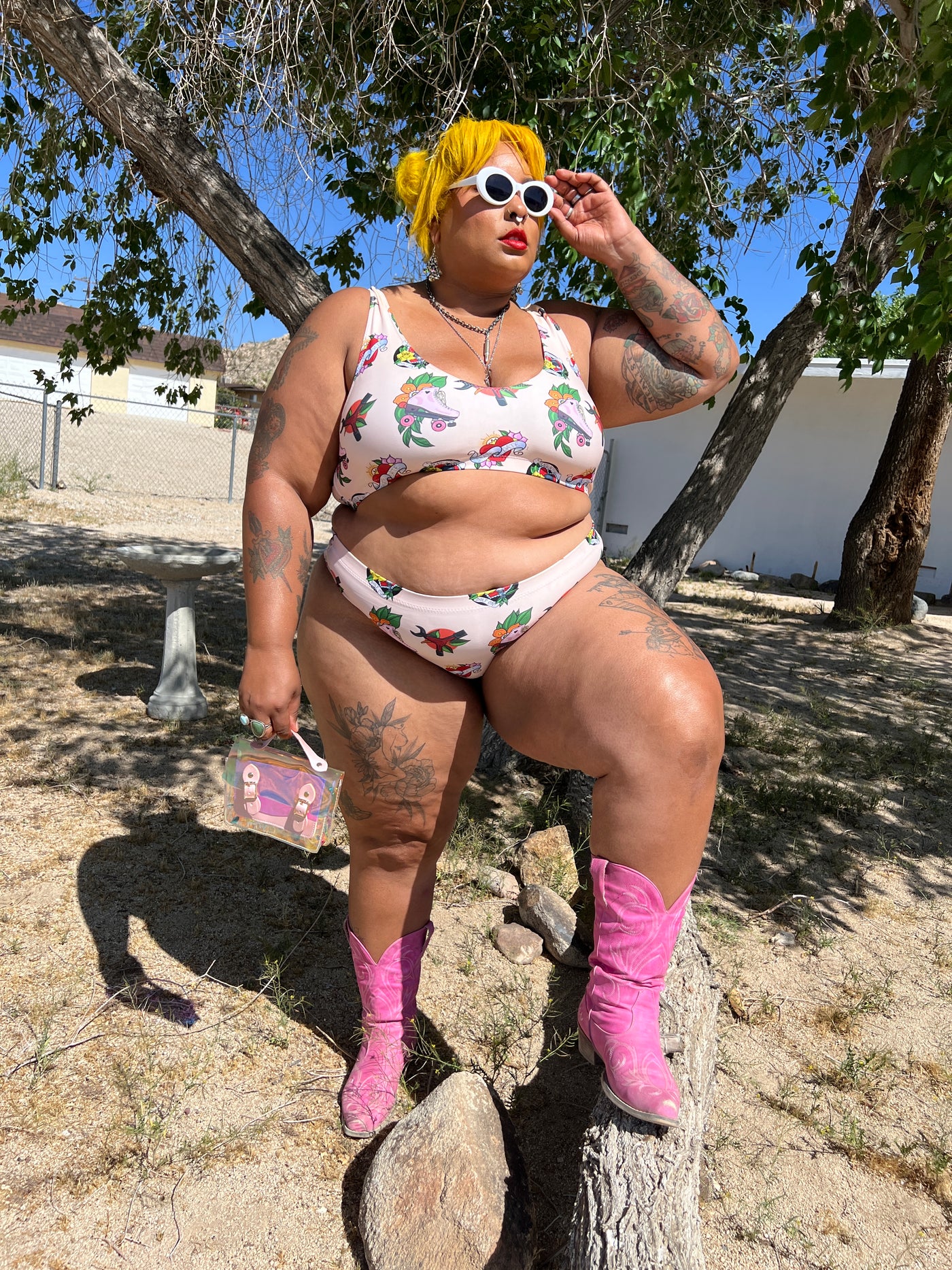 Skate Ink tan Recycled high-waisted bikini