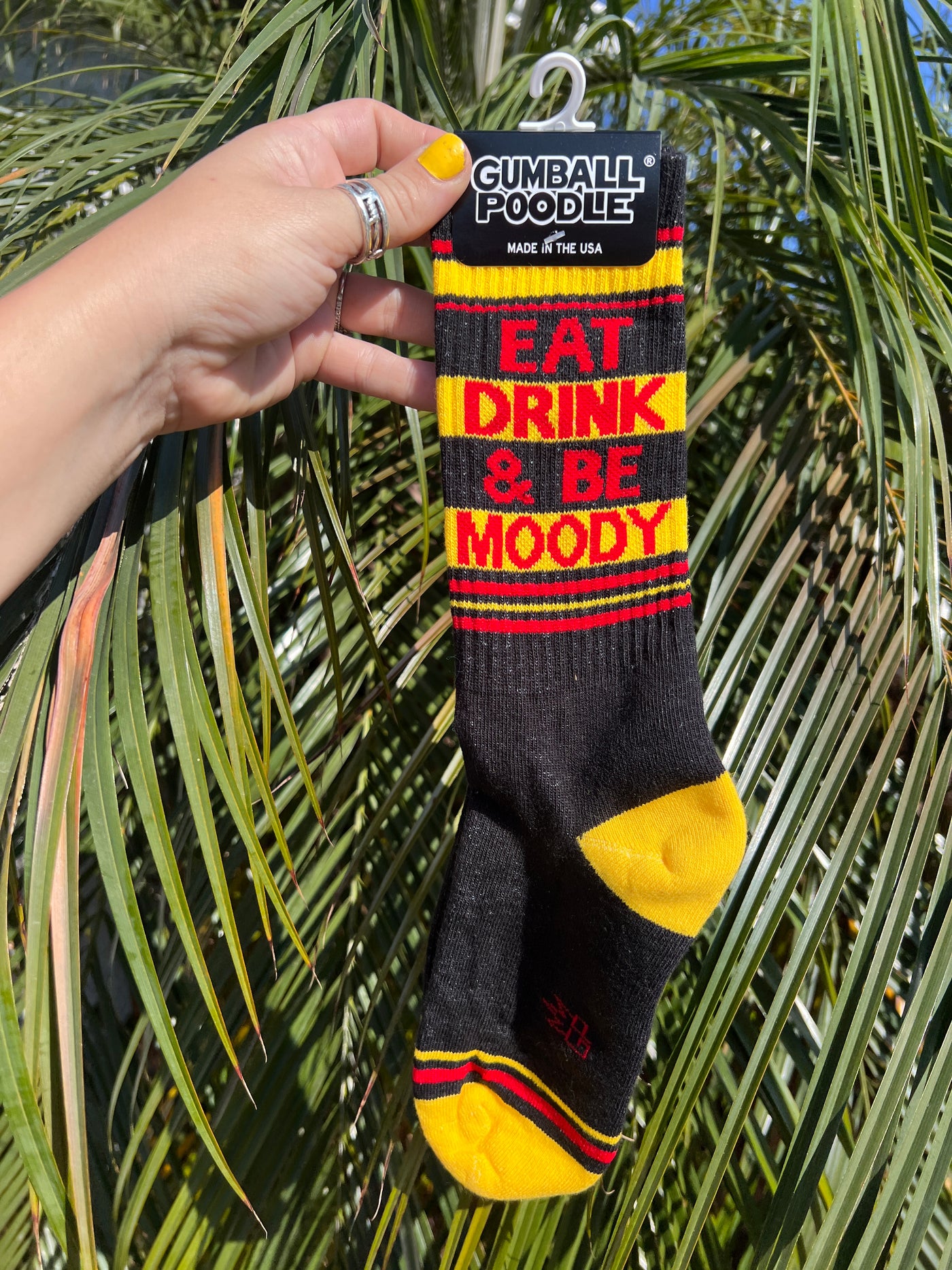EAT DRINK AND BE MOODY gym socks