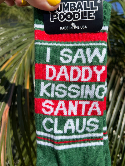 I SAW DADDY KISSING SANTA CLAUS gym socks