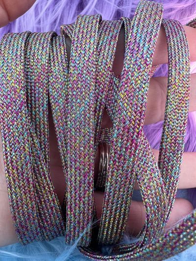 Rainbow Mirage Metallic 96 inch SPARK Roller Skate Laces