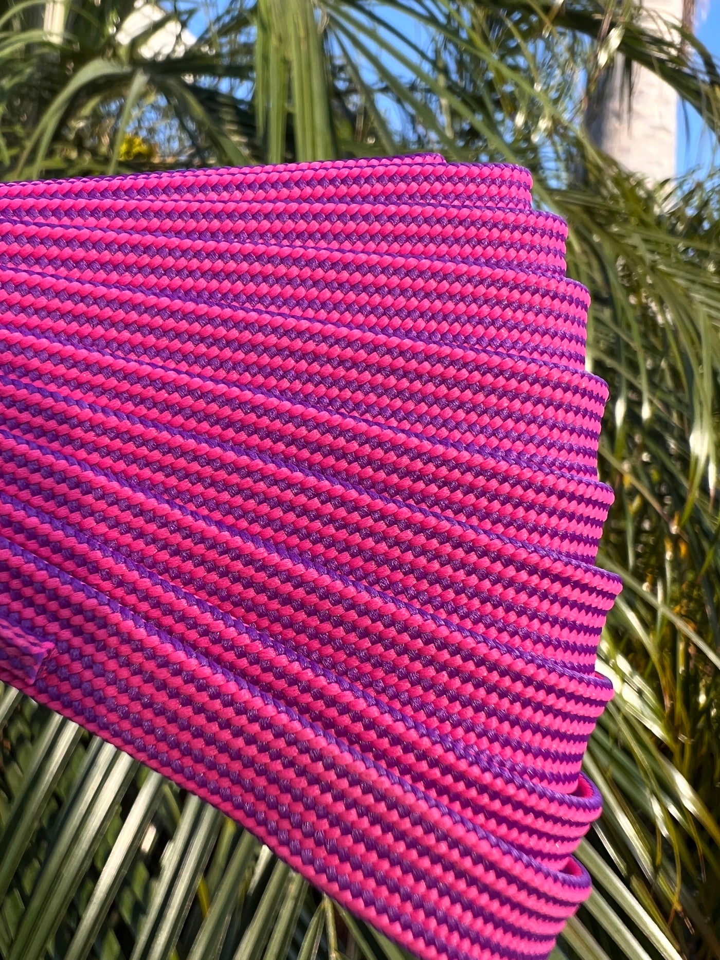 Purple and Hot Pink Stripe – 96 inch (244 cm) Derby Laces Waxed Roller Derby Skate Lace