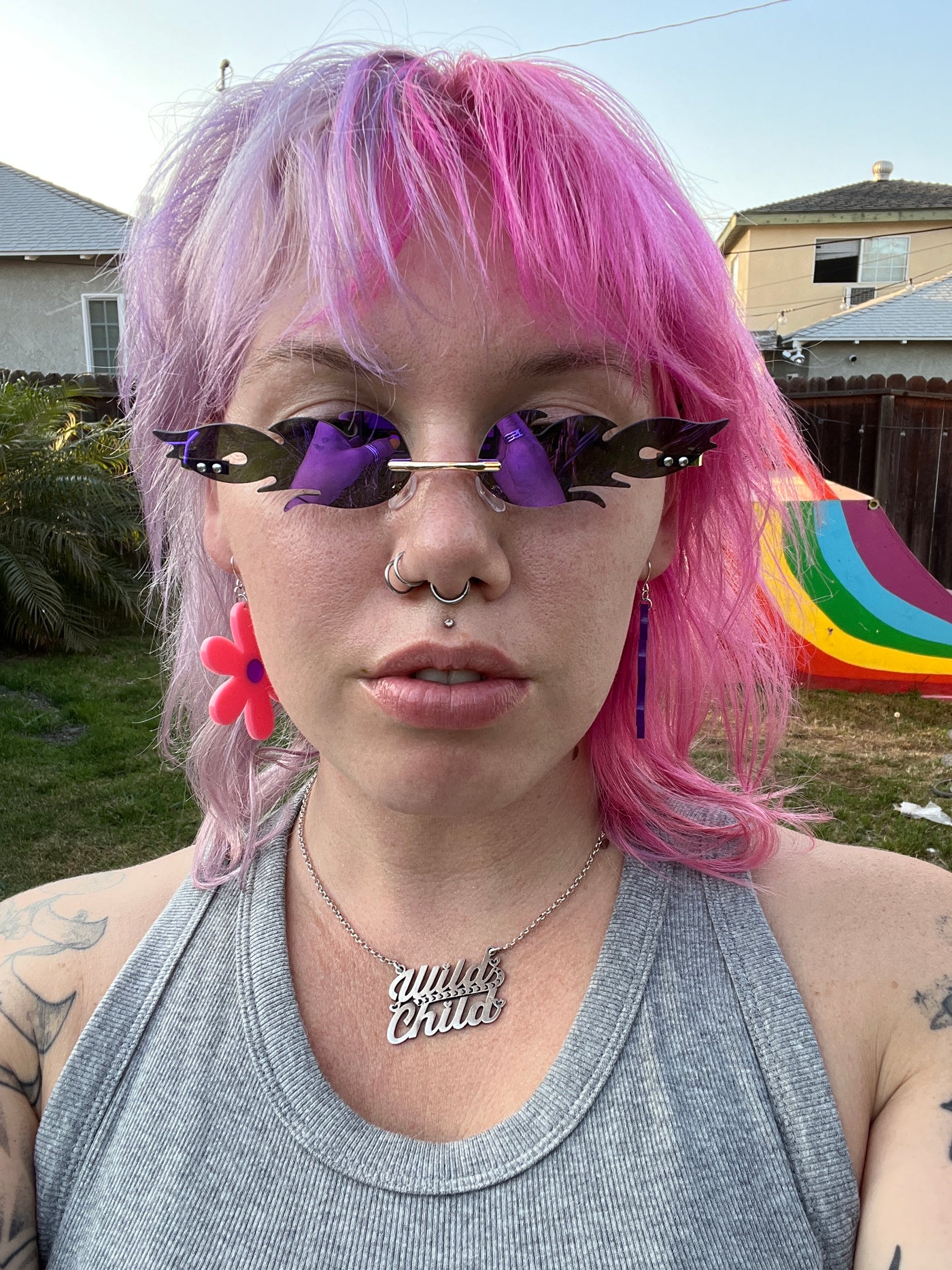 Purple Reflective Flamin' Sunglasses
