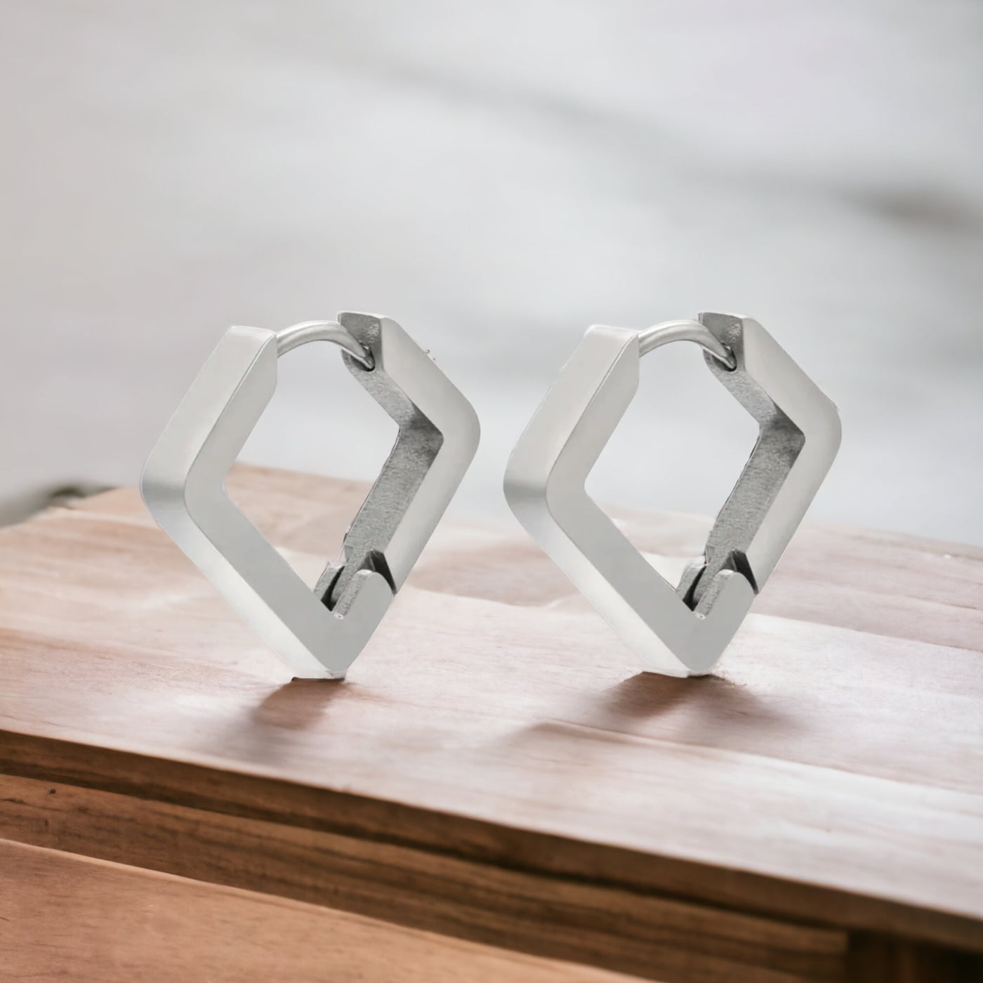 Diamond Clasp Stainless Steel Earrings