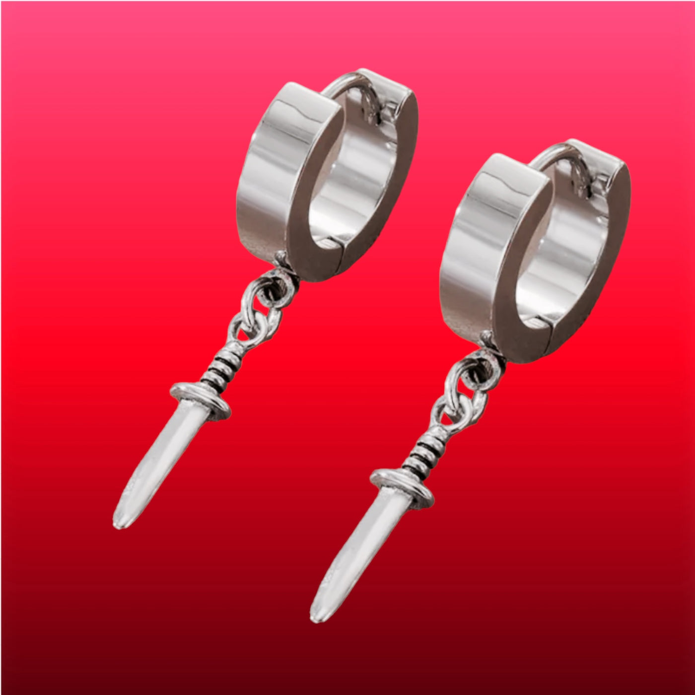 Sword Dangle Earrings Stainless Steel Plated (2 Pieces)