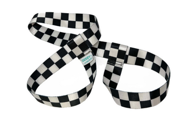Checkered Black and White Roller Skate Leash - Adjustable - Yoga Mat Strap - Skateboard Sling