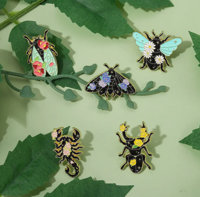 Purple Flower Moth Enamel Pin