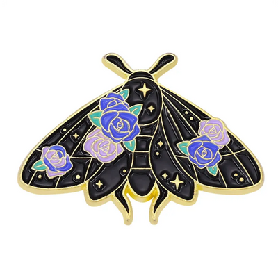 Purple Flower Moth Enamel Pin