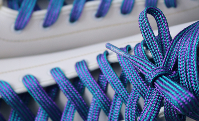 Purple and Teal Stripe Metallic 96 inch SPARK Roller Skate Laces