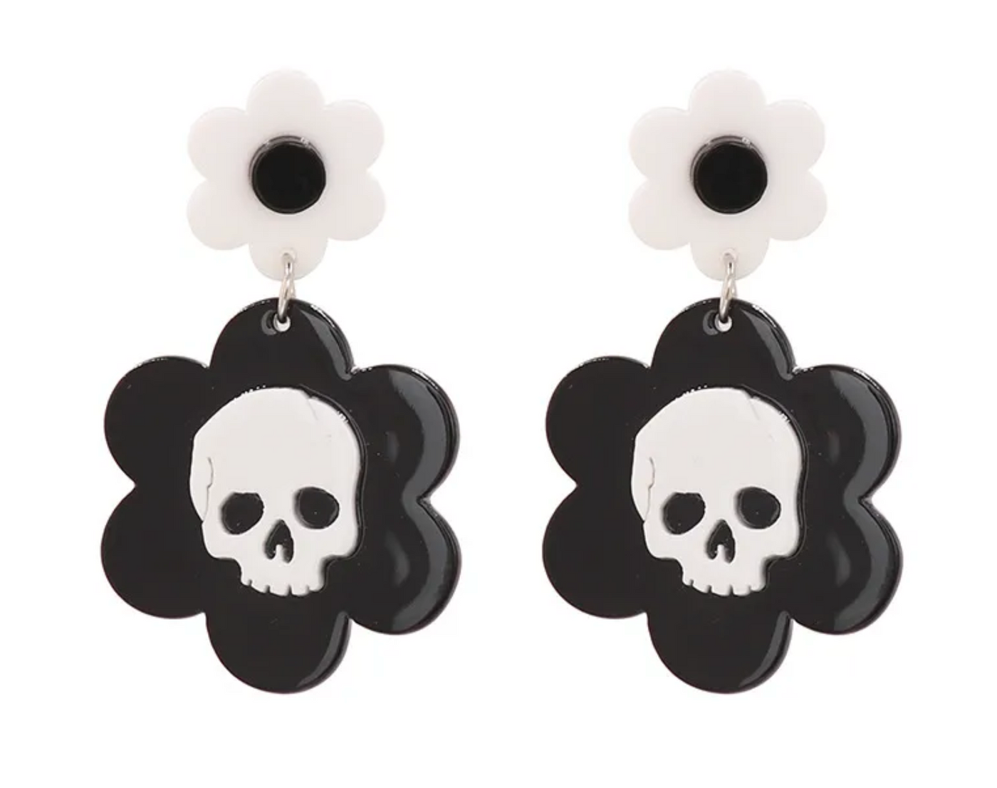 Flower Skull Earrings
