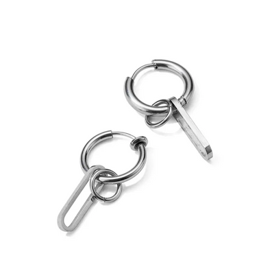 The Adult Paper Clip Titanium Steel Earring (One earring)