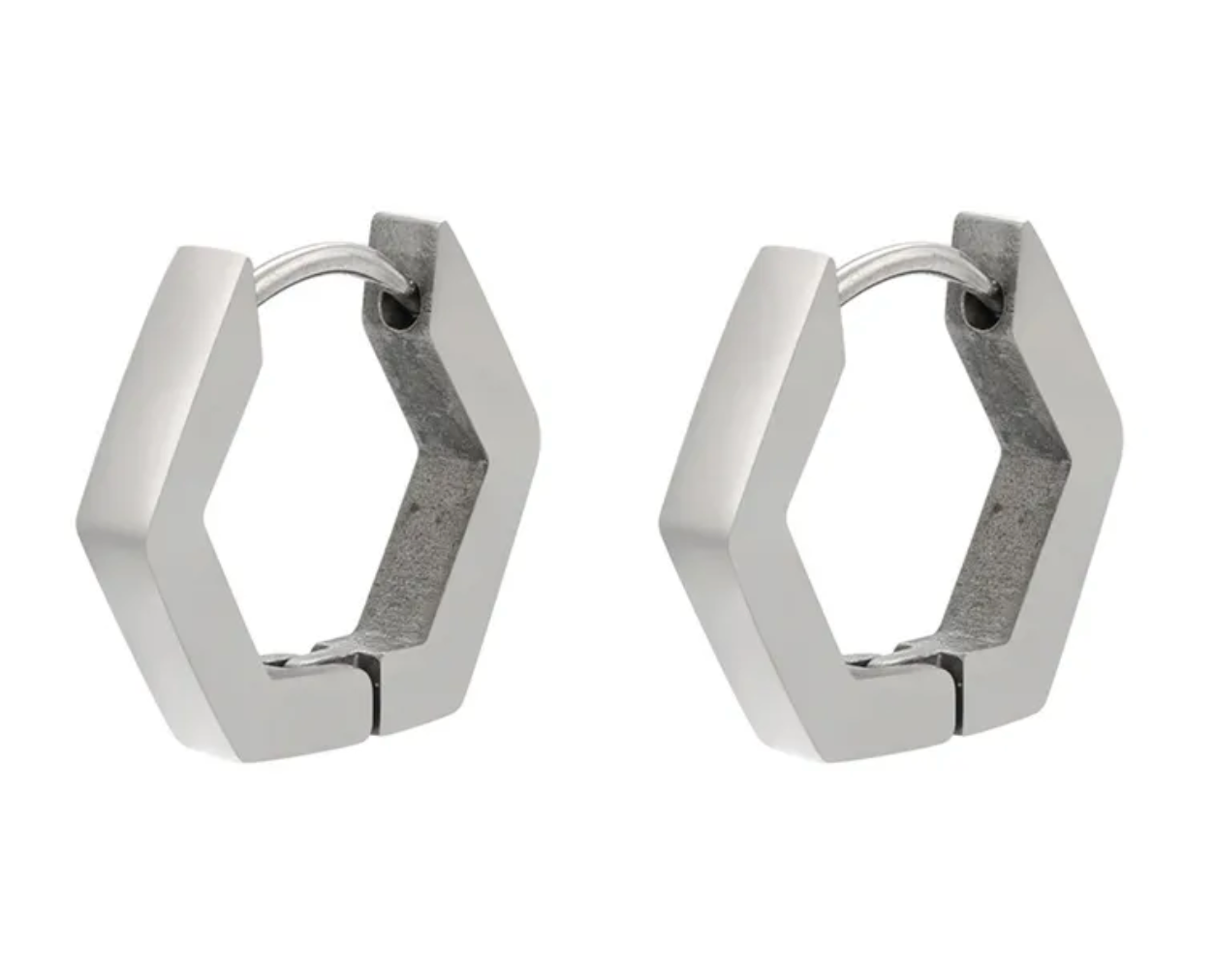 Hexagon Clasp  Stainless Steel Earrings