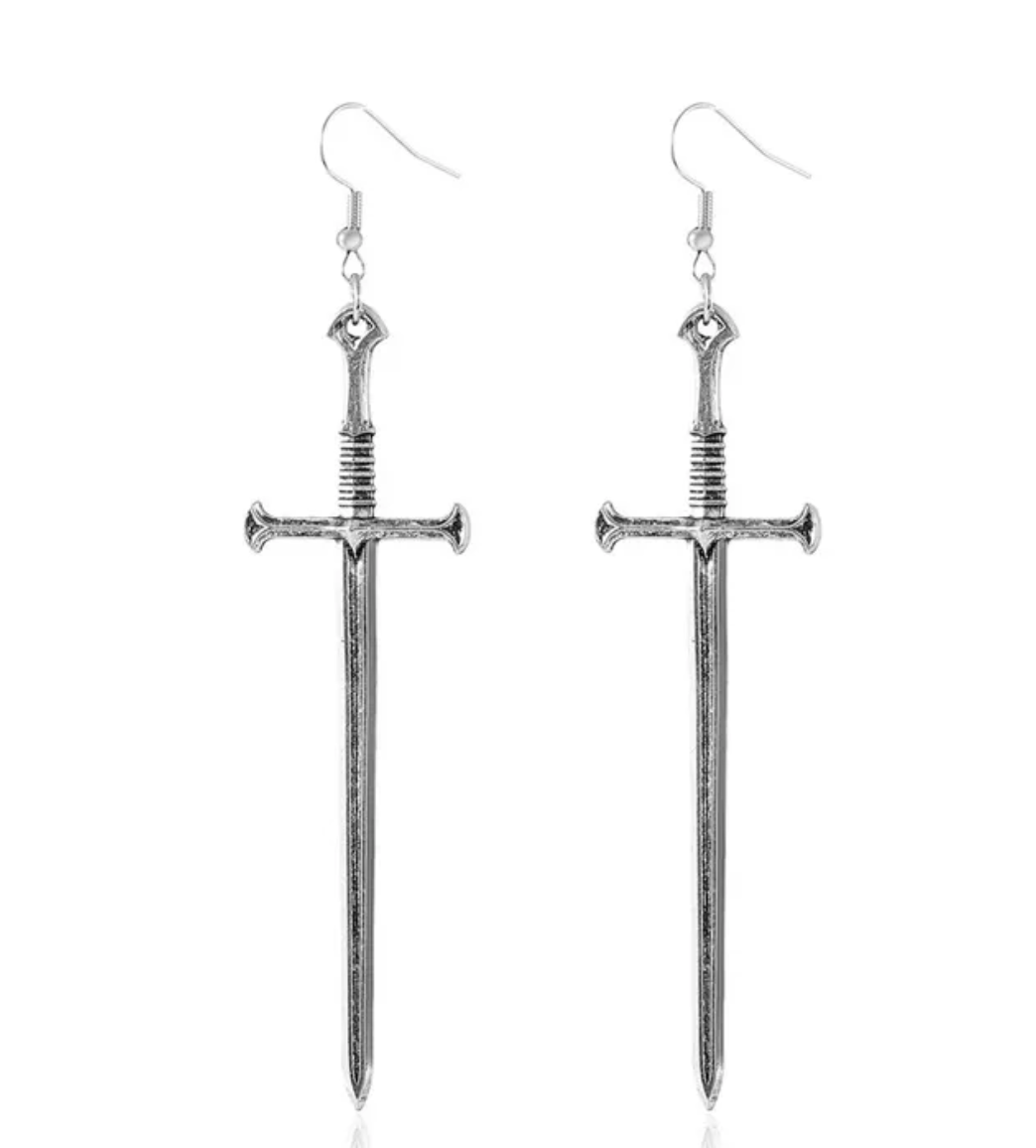 Silver plated Sword Earrings