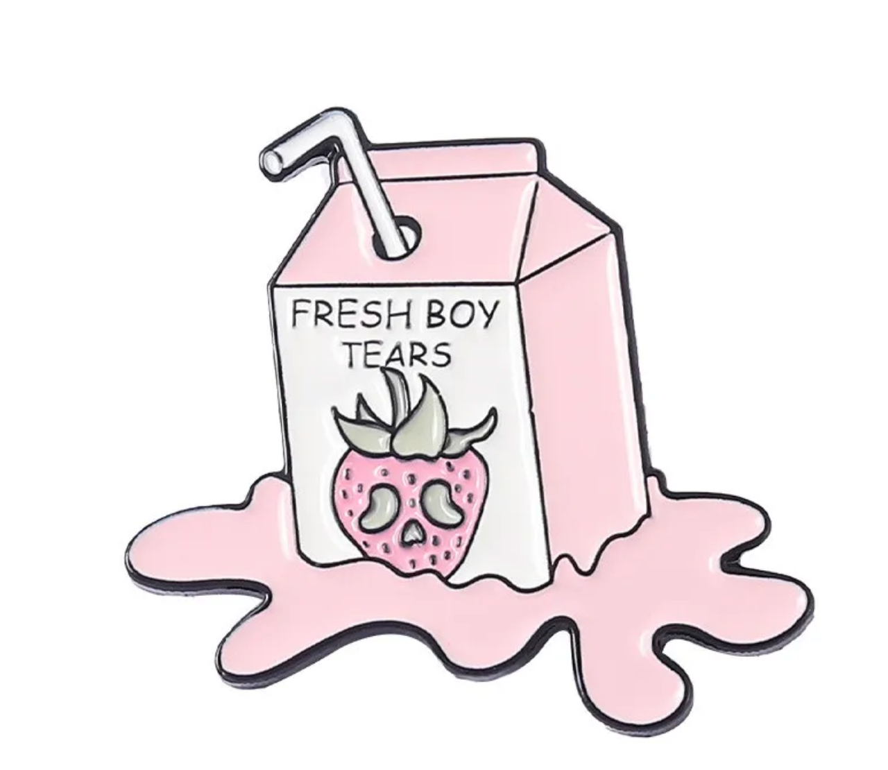 Boy Tears Pink Pastel Juice Box Enamel Pin