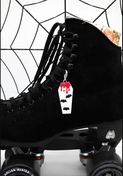 Dripping Blood White Coffin with Bats Roller Skate Charm  - Shoe charm, Zipper pull, Bag charm - CHOOSE YOUR LIMB