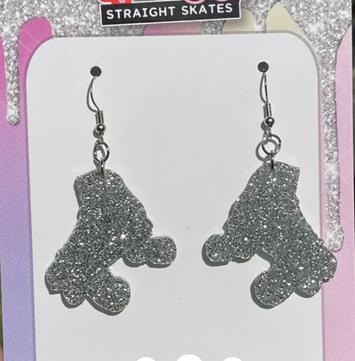 Glitter Dangle Roller Skate Earrings HYPOALLERGENIC *Choose Your Color*