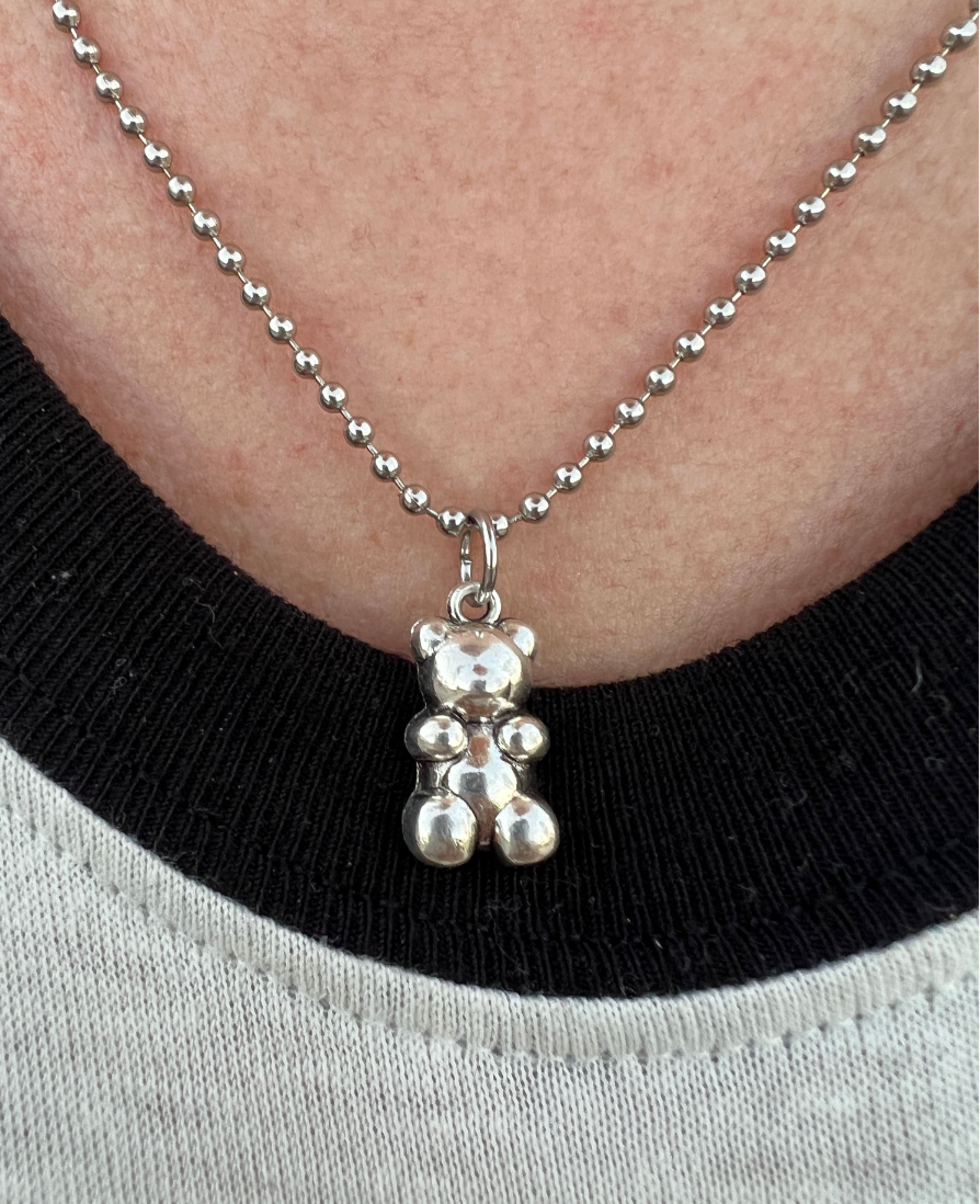 Teddy Bear Choker -Stainless Steel Necklace