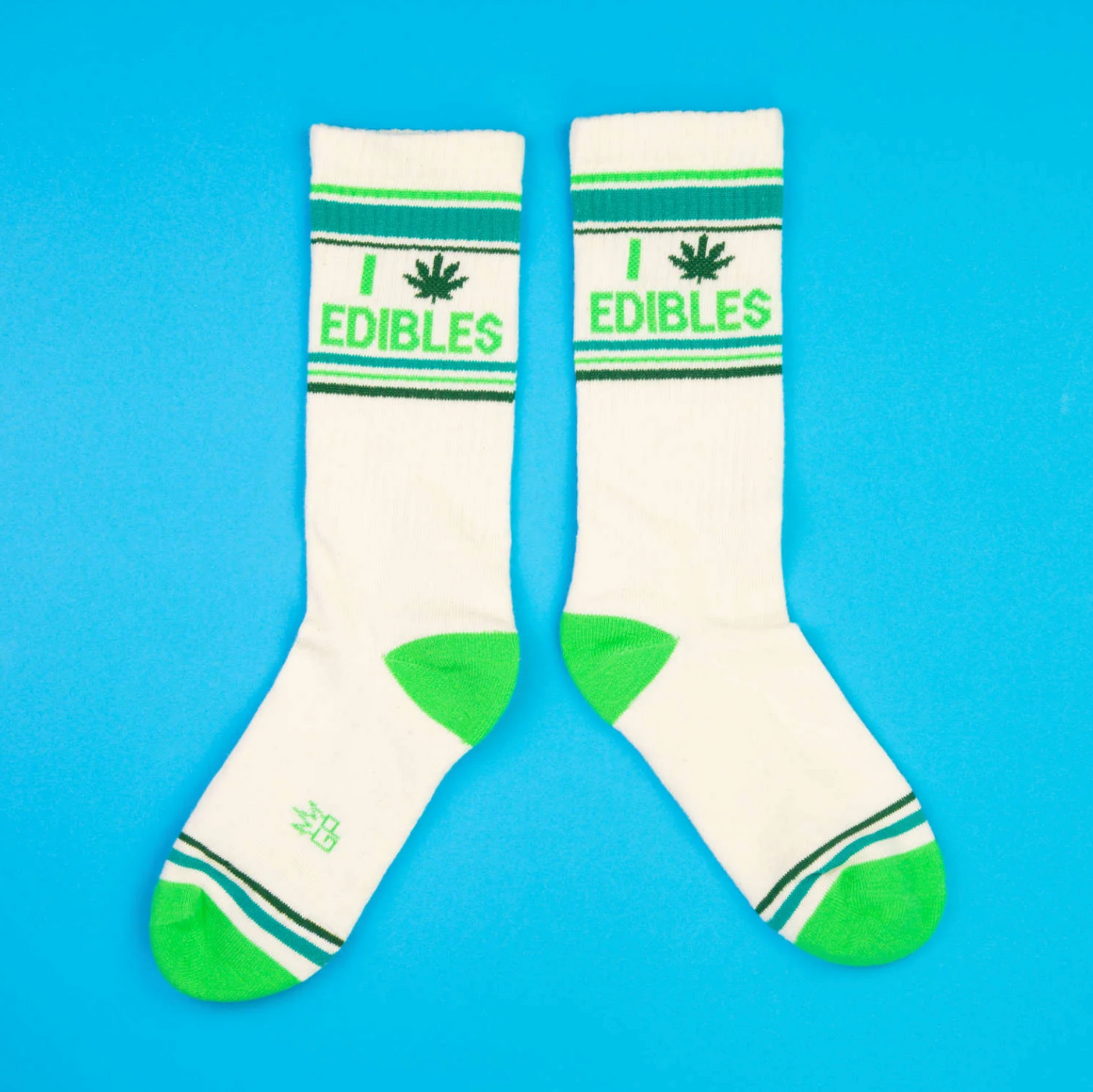 I (pot leaf) Edibles gym socks