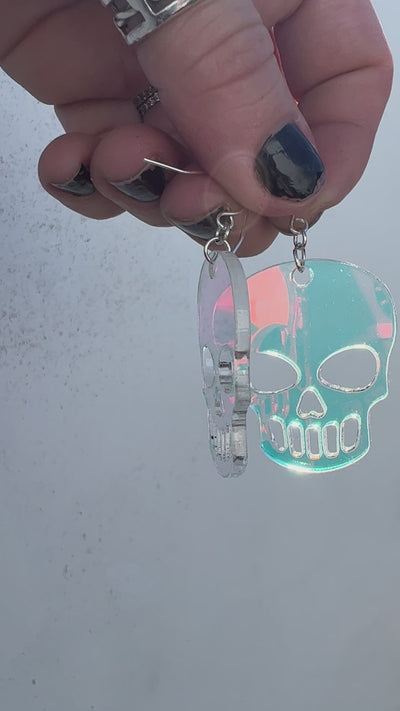 Iridescent Skull Dangle Earrings (HYPOALLERGENIC)