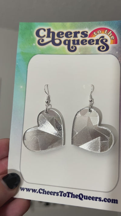 Prism Reflective Heart Dangle Earrings - HYPOALLERGENIC