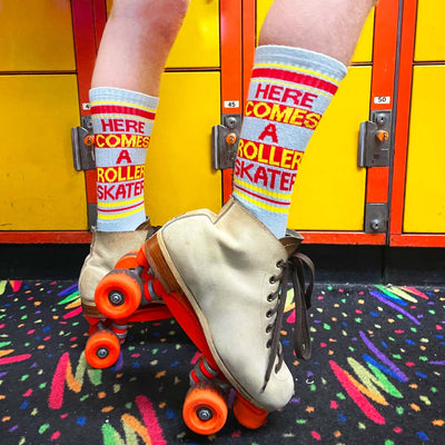 Here Comes A Roller Skater gym socks