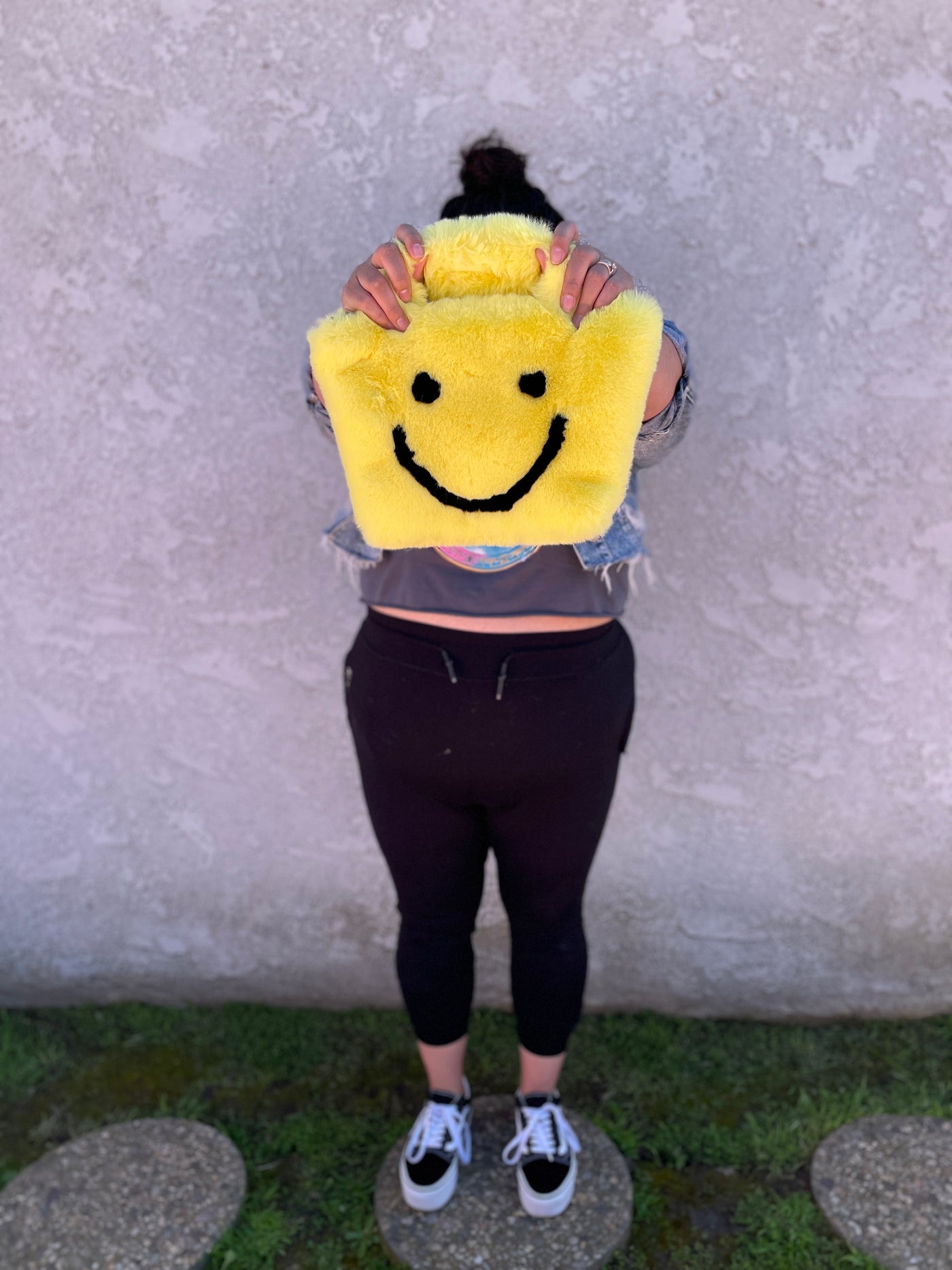 Yellow Furry Smile Face purse