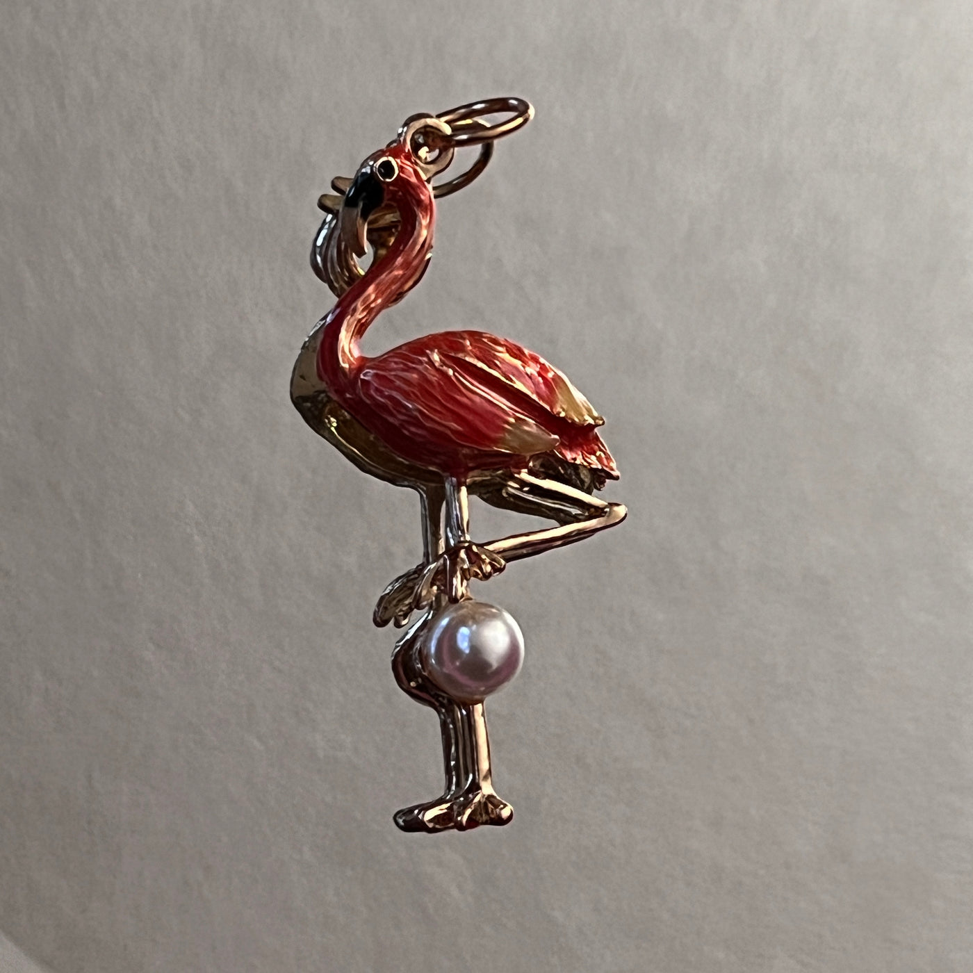 Large Flamingo and Pearl Skate Charm - Shoe Charm, Zipper Pull, Bag Charm