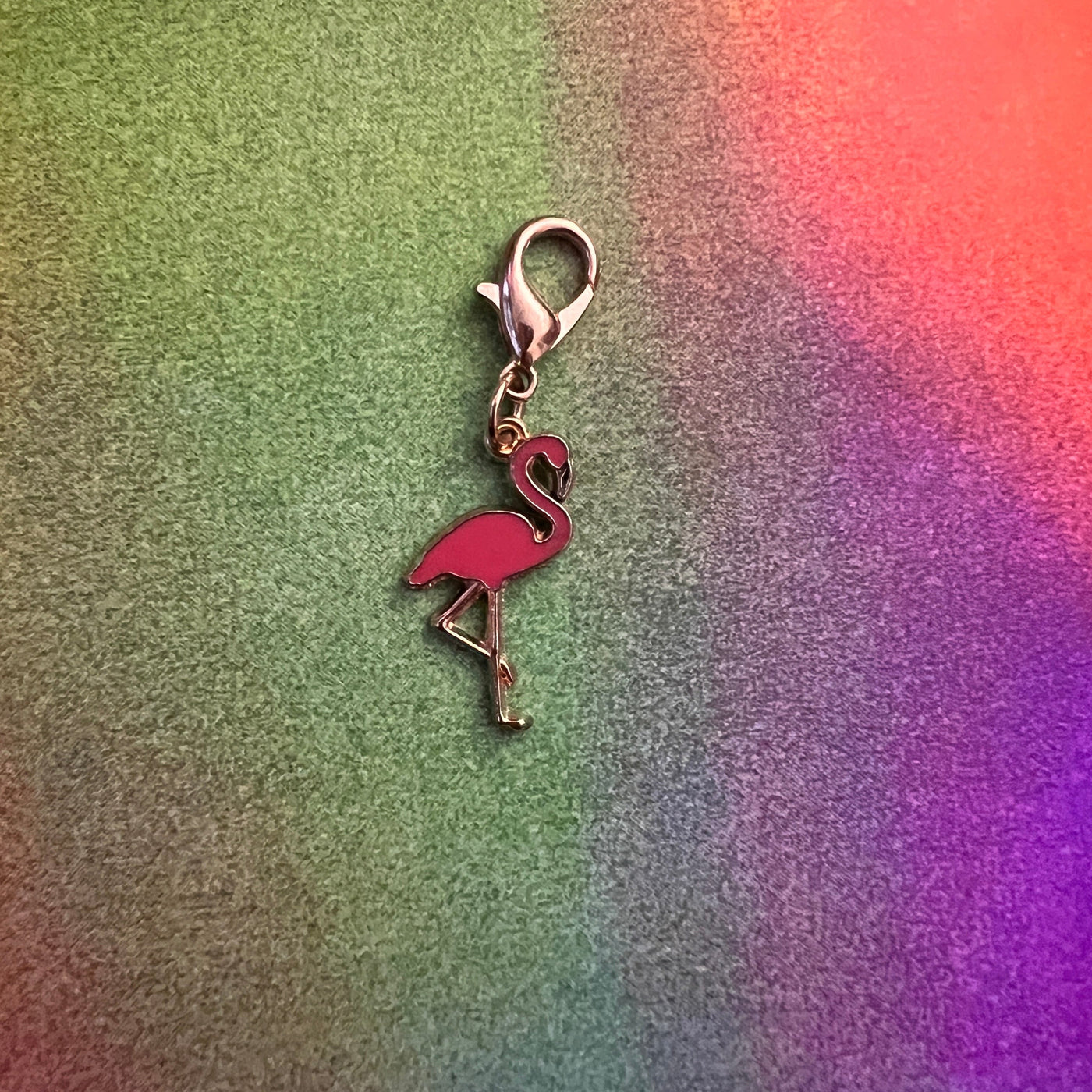 Gold and Pink Flamingo Skate Charm - Shoe Charm, Zipper Pull, Bag Charm