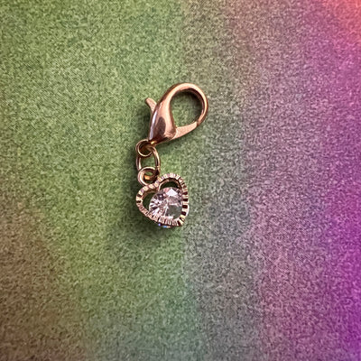 Heart and Rhinestone Skate Charm - Shoe Charm, Zipper Pull, Bag Charm