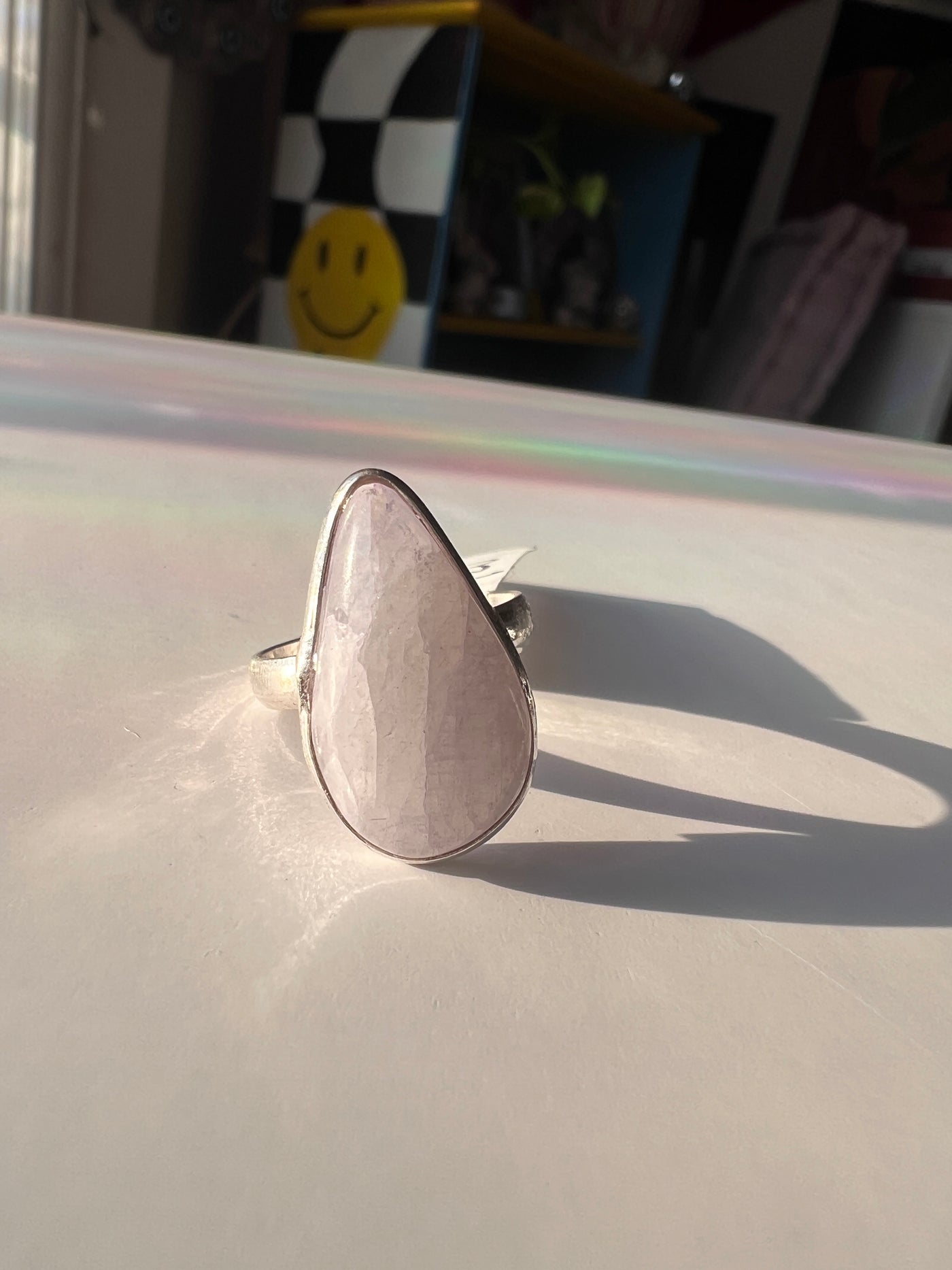 Teardrop Moonstone Sterling Silver Ring Size 6.75