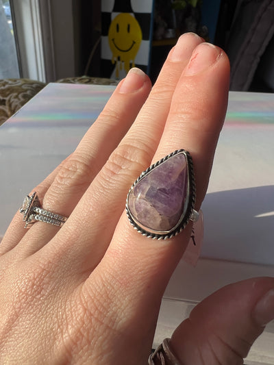 Teardrop Amethyst Sterling Silver Ring Size 7