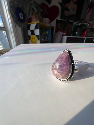 Teardrop Amethyst Sterling Silver Ring Size 7